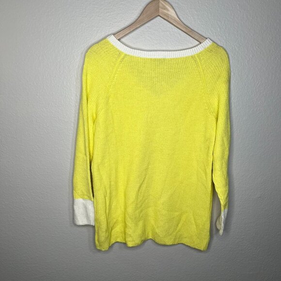 Talbots Womans 0X Varsity Preppy V-Neck Yellow Pullover Sweater - Picture 8 of 9